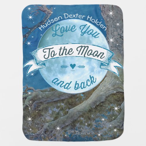Love You to the Moon and Back Lil Man Baby Boy Swaddle Blanket