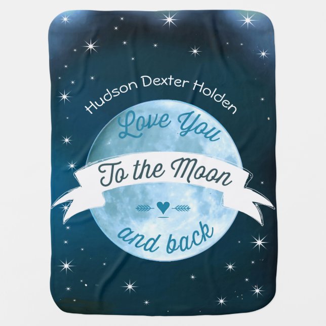 Love You to the Moon and Back Lil' Man Baby Boy Swaddle Blanket (Front)