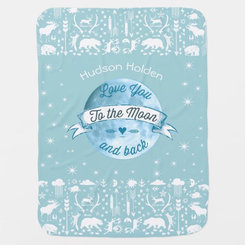 Love You to the Moon and Back Lil Man Baby Boy Swaddle Blanket