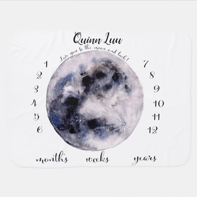 Love you to the moon and back Milestone Blanket (Horizontal)