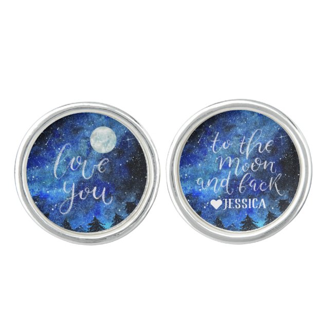Love You to the Moon and Back | Personalized Cufflinks (Front)
