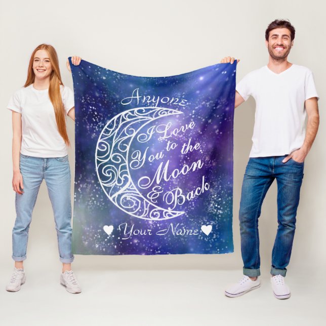 Love You To The Moon and Back Personalized Fleece Blanket (In Situ)