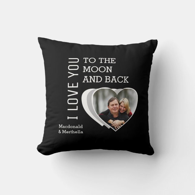 LOVE YOU TO THE MOON AND BACK Personalized Throw Pillow (Front)