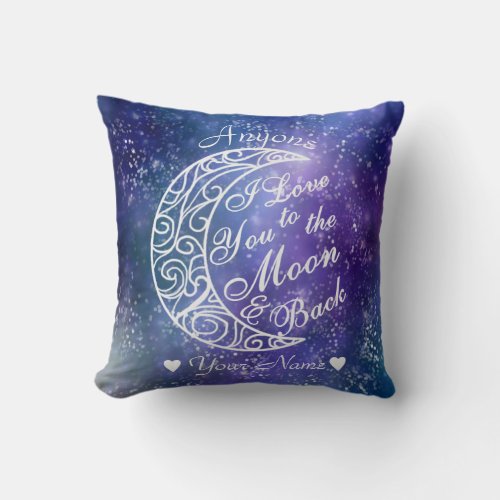 Love You To The Moon and Back Personalized Throw Pillow