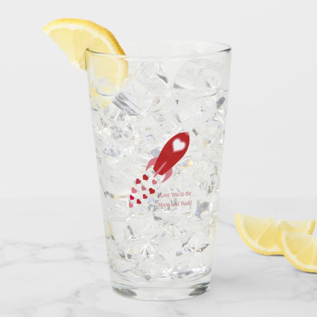 Love You to the Moon and Back Rocket Ship Glass (Front Ice)