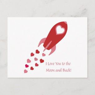 Love You to the Moon and Back Rocket Ship Holiday Postcard