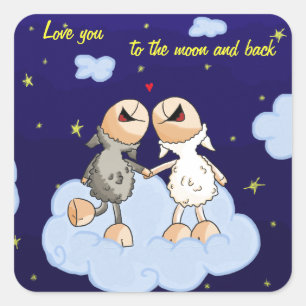 Love you to the moon and back series square sticker