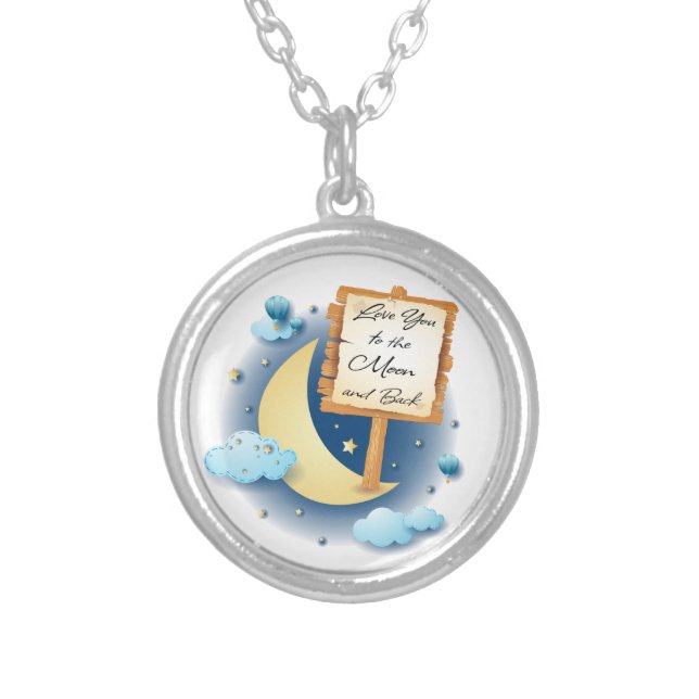 Love You to the Moon and Back Silver Plated Necklace (Front)