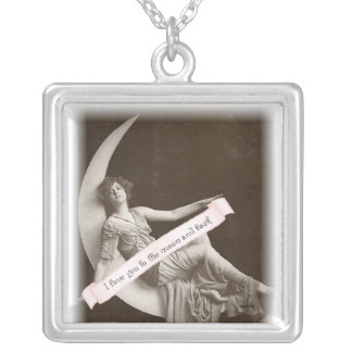 Love you to the moon and back silver plated necklace