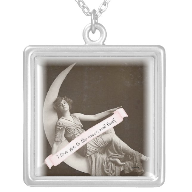 Love you to the moon and back silver plated necklace (Front)