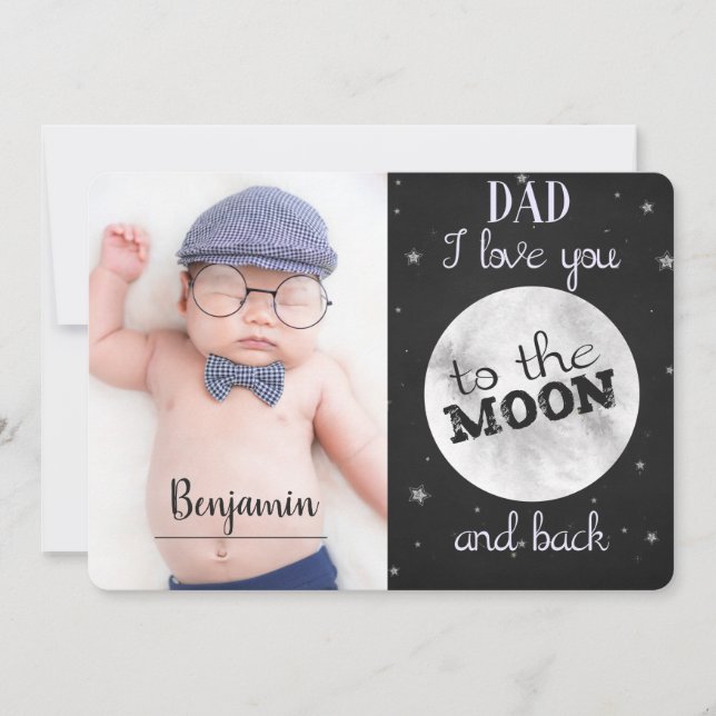 Love you to the moon and back w/ photo fathers day thank you card (Front)
