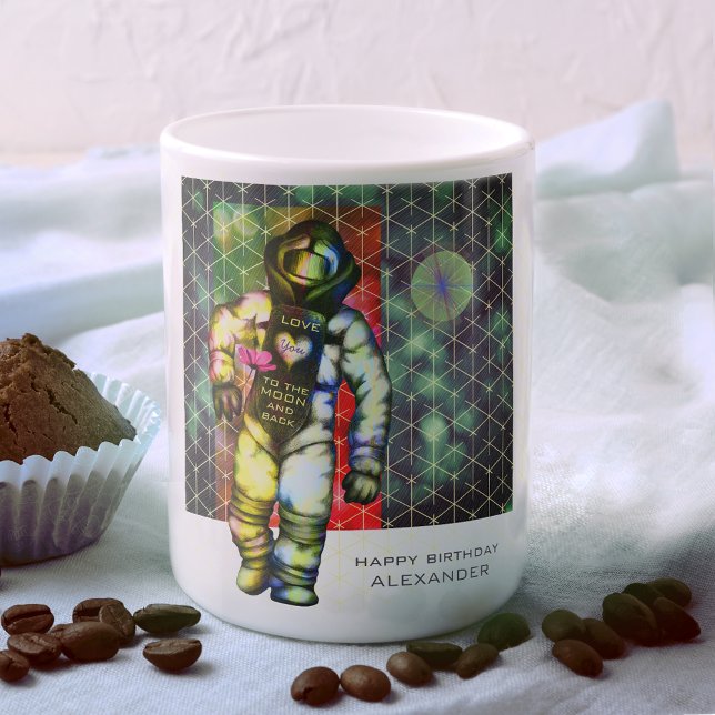 Love You to the Moon Astronaut Drawing Cool Space Coffee Mug (Creator Uploaded)