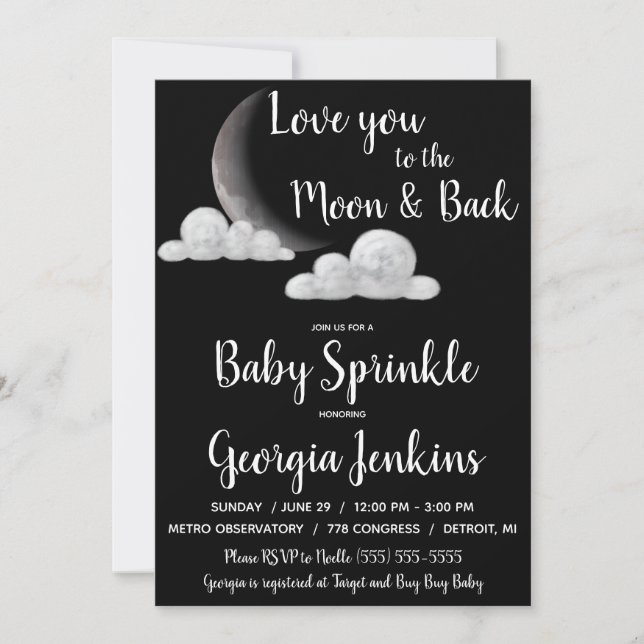 Love you to the Moon & Back Baby Shower Invitation (Front)