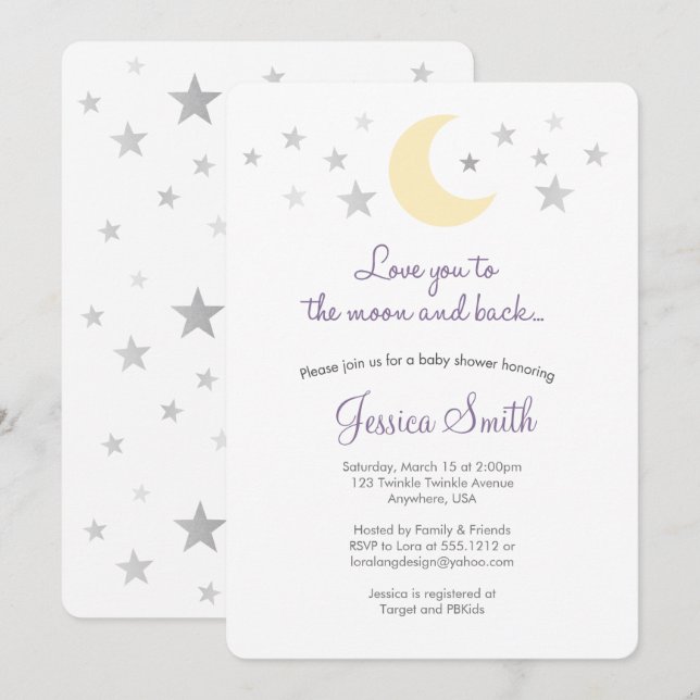 Love You to the Moon & Back Baby Shower Invitation (Front/Back)