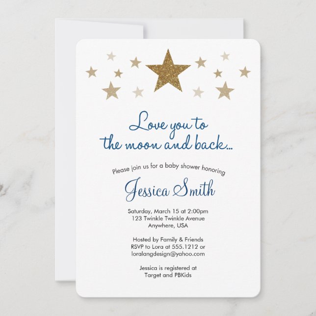 Love You to the Moon & Back Baby Shower Invitation (Front)