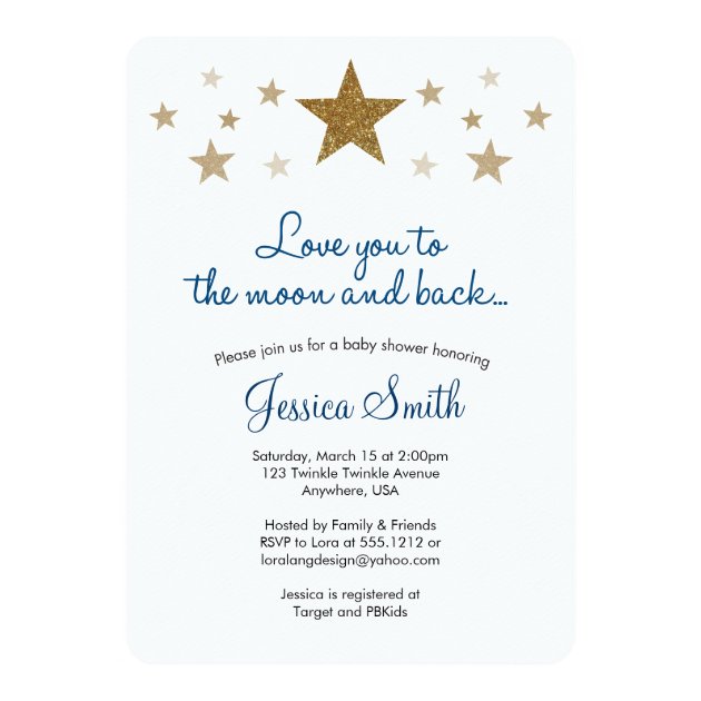 to the moon and back baby shower invitations