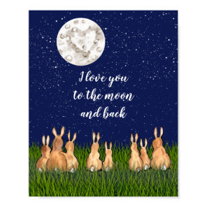 Love You to the Moon & Back Bunny Night Star Quote Poster