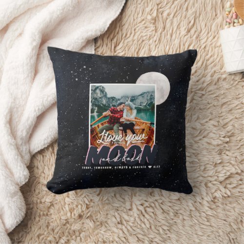 Love You To The Moon  Back  Couples Photo Throw Pillow