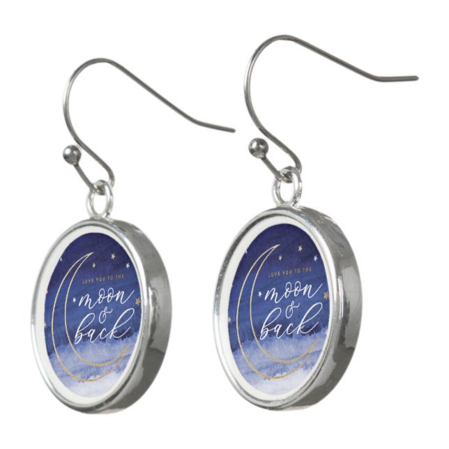 Love you to the Moon &  Back Earriings Earrings (Angled)