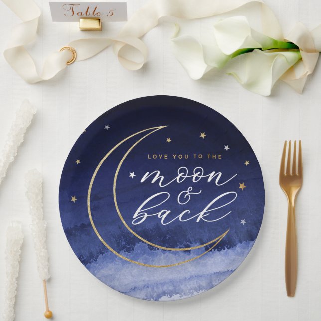 Love you to the Moon & Back Paper Plates (Wedding)