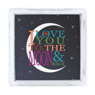 Love You to the Moon & Back Silver Finish Lapel Pin