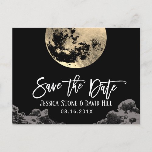 Love You To the Moon  Back Wedding Save the Date Announcement Postcard