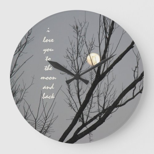love you to the moon  back winter sky wall clock