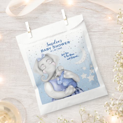 Love You To The Moon Boy Elephant Baby Shower Favor Bag