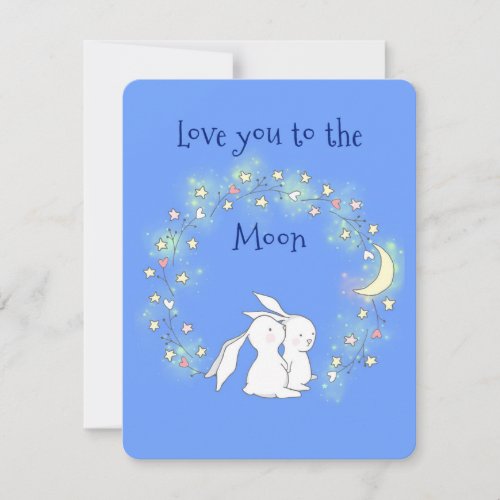 Love you to the moon bunnies holiday card