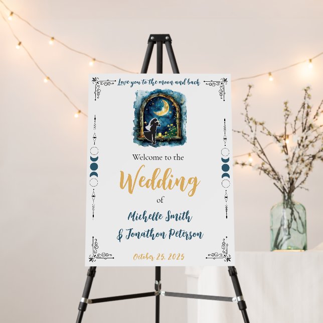 Love you to the Moon Celestial Wedding Welcome Foam Board (In Situ (Stand))