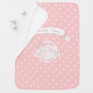 Love You to the Moon Chalkboard Banner Baby Girl Receiving Blanket