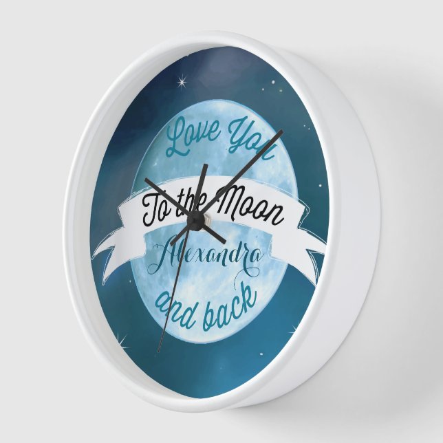 Love You to the Moon Chalkboard Banner Baby Wall Clock (Angle)