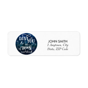 Love you to the moon galaxy return address labels