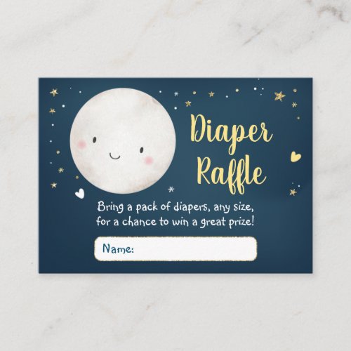 Love You To The Moon Gold Star Baby Diaper Raffle Enclosure Card
