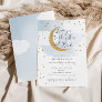 Love You to the Moon, Gold Stars Blue Baby Shower Invitation
