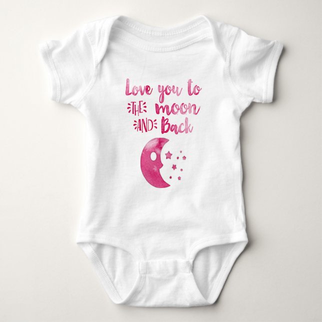 Love You to the Moon Hand Trendy Baby Girl Bodysuit (Front)