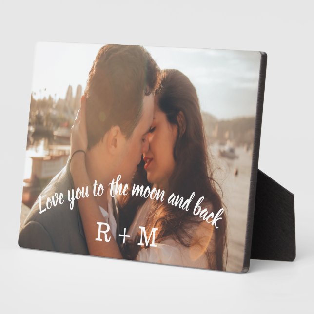 Love you to the moon Overlay Photo Custom Couples  Plaque (Side)