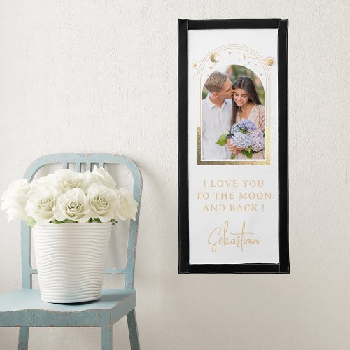 Love You To The Moon Photo Celestial White Gold Pennant