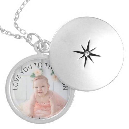Love you to the moon photo locket necklace