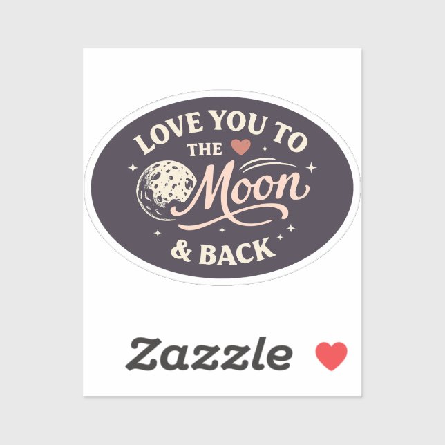 Love You to the Moon Retro Classic Valentine Sticker (Sheet)