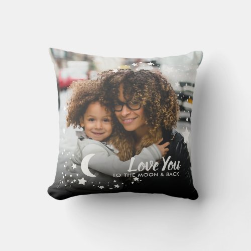 Love You to the Moon Stars Mothers Day 2 Photo Throw Pillow