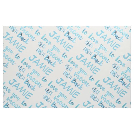 Love You To The Moon Watercolor Baby Boy Fabric