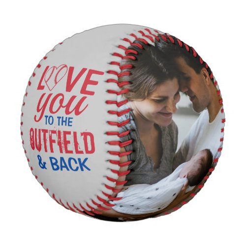 Love you to the Outfield and Back Heart Photo Gray Baseball