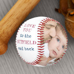 Love you to the Outfield and Back White Photo Baseball<br><div class="desc">Personalized white baseball with two photos and lovely baseball quote from kids. The wording reads "love you to the outfield and back" and is lettered in hatched print and typewriter text. The photo template is set up ready for you to add your pictures and the year. The design has a...</div>