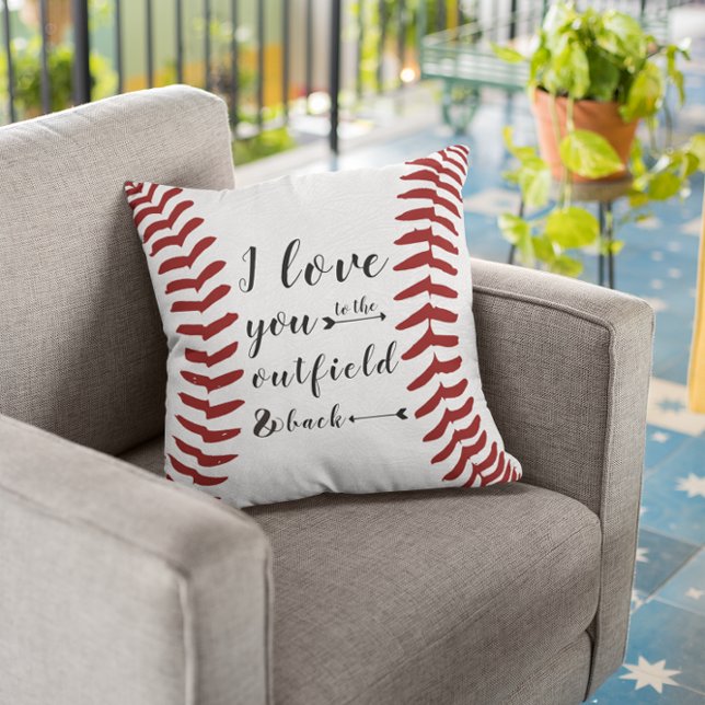 Love You to the Outfield & Back Baseball Softball Throw Pillow (Creator Uploaded)