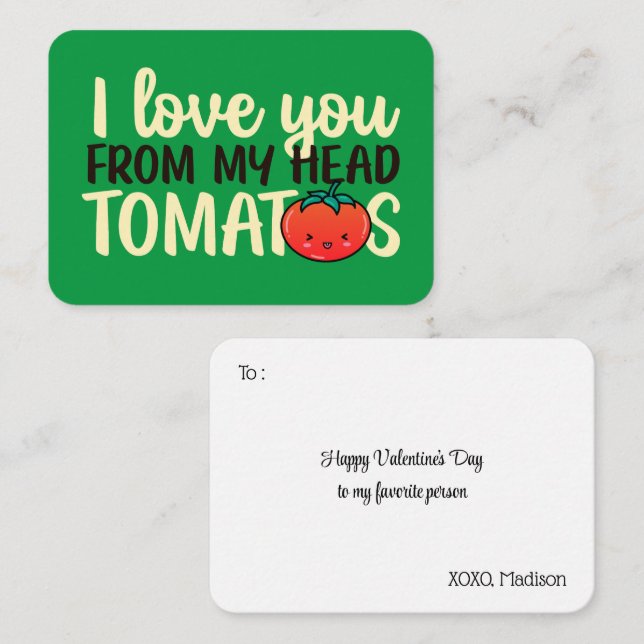 Love You Tomatoes Funny Pun Cute Valentine's Day Note Card (Front/Back)