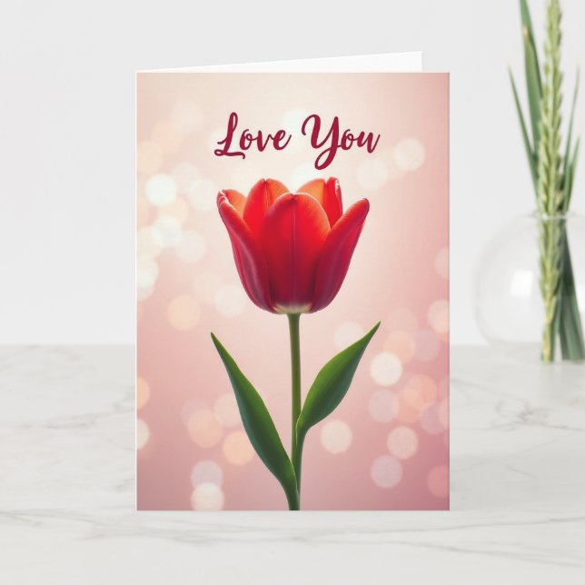 Love You Tulip Red Romance Card (Front)