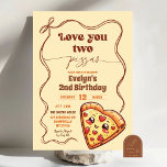 Love You Two Pizzas Bow Second Birthday Party Invitation<br><div class="desc">Pizza 2nd Birthday Party,  Valentine Pizza Party,  Two Pizzas 2nd Birthday Party,  Slice of Fun 2nd Pizza Birthday,  Italian Pizza 2nd Birthday Invitation.</div>