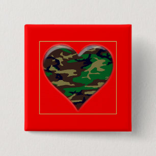 Love You U.S. Woodland Camo Heart Valentine Button