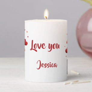 Love You Valentine Envelope Design Pillar Candle